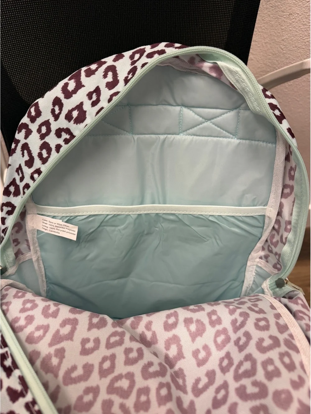 Leopard Print Laptop Backpack 15 Inch Light Blue Mint Animal Print School Bag